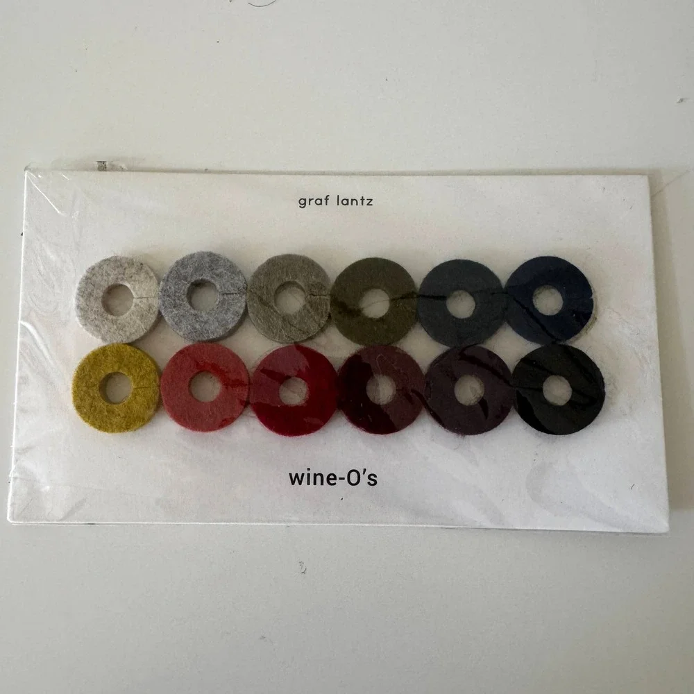 Graf Lantz Wine O's Merino Wool Felt Wine Charms Set of 12 Multicolor USA Made